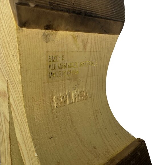 Vintage Y2K‎ Splash Wooden Platform Sandals With Denim Patchwork Straps Bratz - Picture 9 of 9